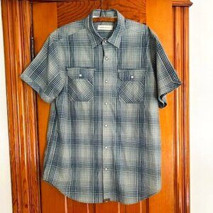 DAKOTA GRIZZLY  Button Up Plaid  Pearl Snap Short Sleeve Shirt Size Large